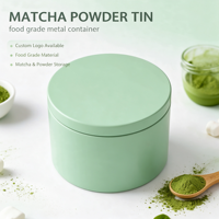 Boîte ronde en fer blanc mat vert menthe personnalisée, qualité alimentaire, pour emballage de matcha, bonbons, chocolat, jouets et cadeaux