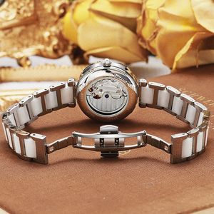 DULUNWE 6037 Lucky <span class=keywords><strong>Four</strong></span> Leaf Clover Reloj mecánico automático para mujer Reloj impermeable de lujo - Product Image 2