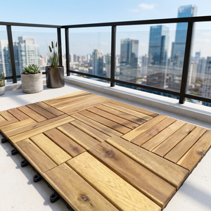DIY Modern Interlocking Wood <b>Plastic</b> Composite Decking Tile 30x30cm Outdoor Patio Balcony Terrace Garden Easy Install Waterproof - Product Image 5