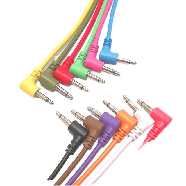 Dajiang Right Angle Thin 3.5mm Mono TS Patch Cables with Foil Shielding for Monitor Use