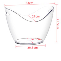 Seau à glace rectangulaire transparent en plastique de 8 litres pour boissons et vin, fabriqué par technique d'injection, bac à glaçons carré, paniers de rangement pour fêtes