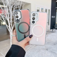 Coque de téléphone compatible avec Samsung S25 Ultra, dégradé bicolore, S24 mat magnétique, A56, protection anti-dérapante des bords, protection contre les chutes