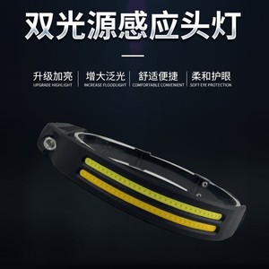 Headlamp Cob Led Rechargeable Battery Plastic Body Outdoor <b>Camping</b> <b>Hiking</b> Fishing Light With Gesture Sensor USB Charging - Product Image 5