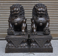 Décoration en Bronze, Sculpture d'animal, gardien chinois, Lion, laiton, chien Foo Fu, Statue pour porte d'entrée, décoration de porte