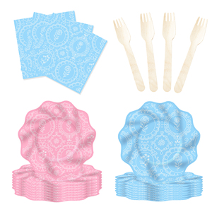 DAMAI - Juego de Vajilla para Fiesta de Revelación de Género, Platos y Servilletas para Revelación de Género, Niños y Niñas, para Baby Shower - Product Image 3