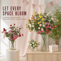 Mini bouquet de roses artificielles en soie style Mori, fausses fleurs décoratives pour mariage et studio, vente directe usine