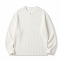 Pull côtelé à manches longues pour homme, anti-rétrécissement, anti-plis, anti-boulochage, couleur unie, décontracté, pour l'extérieur, avec boutons sur le devant