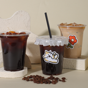 Custom Printed Clear PET <b>Plastic</b> Disposable <b>Cups</b> with Lids for Bubble Tea Smoothie Iced Coffee Food Grade Cold Drink <b>Cups</b> - Product Image 1