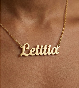 Collar con Colgante Personalizado con Nombre o Texto, Chapado en Oro de 18K, Acero Inoxidable, Diseño Simple, Regalo - Product Image 1