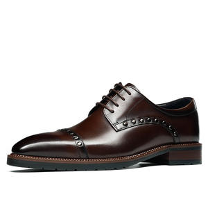 Nouveauté, best-seller : chaussures basses pour homme, style anglais, entièrement en cuir de vache, à trois clips, style à bride avant, respirantes, pour le travail - Product Image 5