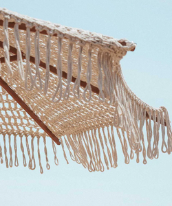 Paraguas de madera de ganchillo de lujo para Patio, sombrilla hecha a mano con borlas de algodón, sombrilla de playa de macramé con flecos - Product Image 2