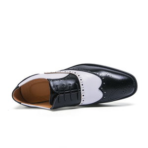 Scarpe Brogue da Uomo Eleganti Oxford Derby Stringate Bicolore in Microfibra Pelle Formale Punta Affusolata Business - Product Image 3