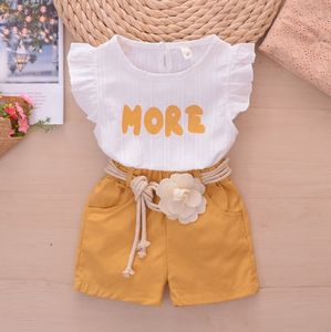 Completo Estivo di Alta Qualità con Pantaloncini e Cintura per Bambine, Set di Abbigliamento Estivo per Bambine, Completi per Neonati, Set di Abbigliamento per Bambine - Product Image 2