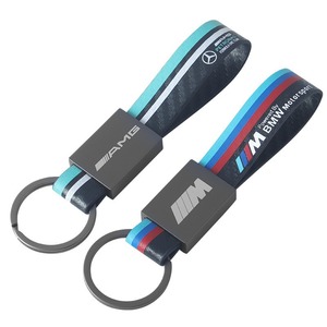 Cross-Border Three-Color Sports Logo Keychain Genuine <strong>Leather</strong> Carbon Fiber Pattern Car Logo <strong>Keyring</strong> - Product Image 5
