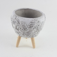 Pot de fleurs en ciment pour intérieur et extérieur avec support sur pied, idéal pour la décoration et le jardinage domestique – Direct Usine