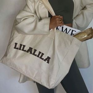LILALILA <b>Large</b> Capacity Reusable Beach Cotton Shopping Bag Fast Delivery Folding Style for Daily Travel Use with Custom Logo - Product Image 3