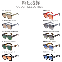 Lunettes de soleil carrées en acétate rétro épaisses-Cadres surdimensionnés fabriqués à la main, teintes vintage et structure de charnière spéciale