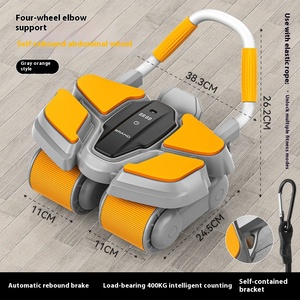 Tự Động Phục Hồi Bốn Bánh Xe Thép Bụng Tập Thể Dục Bánh Xe Nhà Thiết Bị Thể Thao Cho Cơ Bắp <span class=keywords><strong>Tone</strong></span> Mỏng Bụng Dây Kéo Tập Thể Dục - Product Image 2