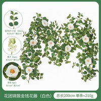 Vente chaude 2M Eucalyptus Vigne Guirlande Artificielle Camélia Rose Fleur Matière Plastique Pâques Mariage Maison Jardin Décoration