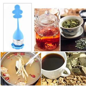 <strong>Kitchen</strong> <strong>Gadget</strong> Teaware Creative Gingerbread <strong>Man</strong> Silicone Tea Bag Leaf Filter Diffuser Tea Infuser Strainer - Product Image 5