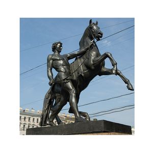 Levensgrote Bronzen Standbeeld Paard Naakt Man Voor Verkoop - Product Image 1