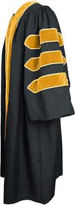 Conjunto de Túnica Académica de Terciopelo para Doctorado con Ribete Dorado y Birrete de Terciopelo de 8 Paneles para Ceremonia de Graduación Universitaria - Product Image 4