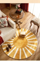 Tapis de sol circulaire moderne en flanelle à motif personnalisé, faible MOQ, impression numérique, antidérapant, pour la décoration intérieure de la maison et des espaces de vie