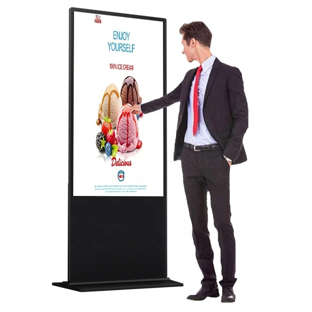 55 Inch Vertical Digital Signage Player 4K UHD Android 11 Touch Screen Standing Advertising Display Kiosk