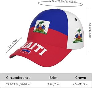 Casquette de baseball ajustable avec drapeau national d'Haïti, casquette de protection solaire sportive, casquettes patriotiques pour hommes et femmes, vente en gros - Product Image 6