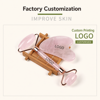 Rouleau facial et ensemble Gua Sha en quartz rose naturel, outils de massage en cristal rose pour le visage, le corps et le dos, instrument de soin de la peau