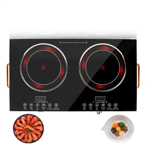 Stufa elettrica a induzione a doppio bruciatore 2200W + 2200W nuovo Design Smart Home Cooktop in ceramica da esterno per auto a infrarossi in ceramica - Product Image 1