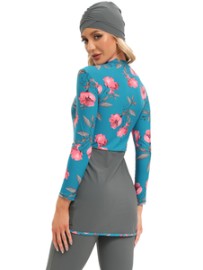 ชุดว่ายน้ำมุสลิมแขนยาว2สี3ชิ้นกางเกงรัดรูป - Product Image 6