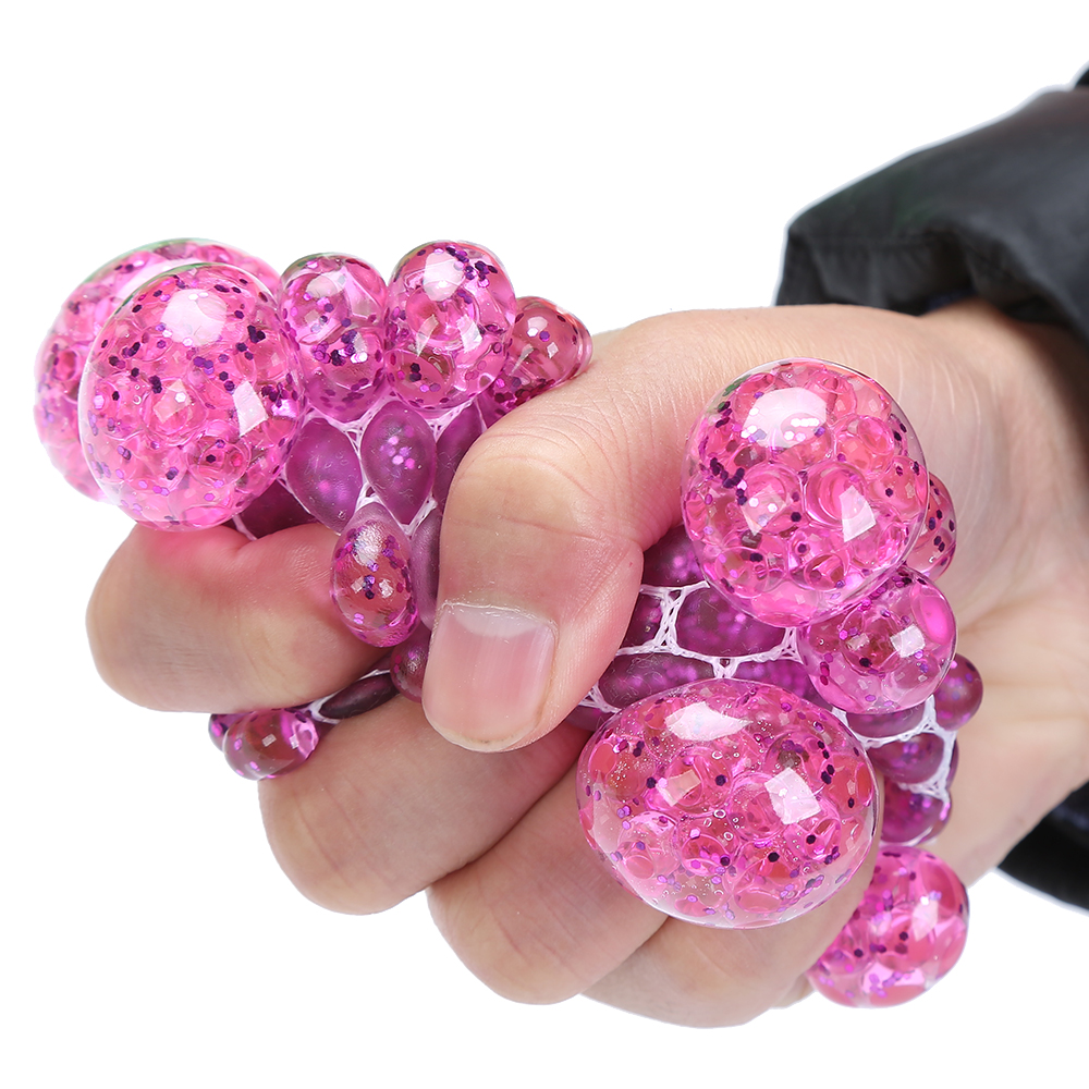 Прямая продажа с завода, высокое качество, ПЭР, Виноградная сетка, блестящие бусины, мяч для стресса, Сжимаемый мяч, сжимаемая игрушка для детей и взрослых