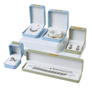 Luxury Suede Wrapping Jewelry Box with Metal Deco for Ring Necklace Luxury Jewelry Rigid Box Gold Foil Stamping Suede Lining DDP - Product Image 2