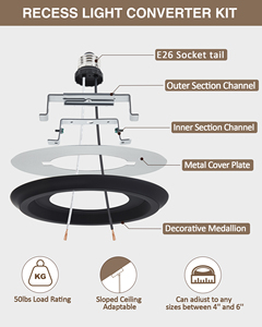 Lõm có thể ánh sáng chuyển đổi <span class=keywords><strong>Kit</strong></span> 5 "6" Led điều khiển cảm ứng Trần đồ đạc Mặt dây chuyền/treo ánh sáng nâng cấp bao gồm E26 ổ cắm - Product Image 4
