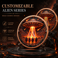 Pièce de monnaie Alien Visitor en cuivre fin 999 de 1 oz, en relief 3D, avec finition UV effet proof, objet de collection d'art extraterrestre en métal