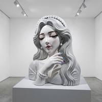 Sculpture de buste de femme élégante en fibre de verre, art moderne, statue de personnage féminin pour spa, salon, boutique, hall d'hôtel