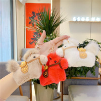 Vente en gros de porte-clés mignons en forme de cheval 3D, mini peluche, jouet, poupée, breloque pour sac, pendentif pour sac à dos, porte-clés, souvenir, cadeau
