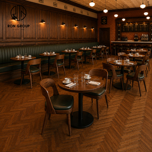 Set di Arredamento Moderno per Ristoranti Ron Group, Divanetti Imbottiti in Pelle, Tavolo Rotondo in Legno, Sedie Personalizzate, Set Commerciale - Product Image 1
