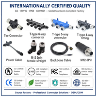 Conector Multipolar Marino NMEA 2000 de 6 Vías y 5 Pines, Divisor M12 6T, Impermeable IP67, Conector de Panel, Conversor, Cable NMEA2000