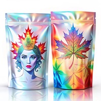 Sachet refermable en polyester holographique de qualité alimentaire recyclable pour emballage vertical scellé de bonbons colorés, bijoux et biscuits