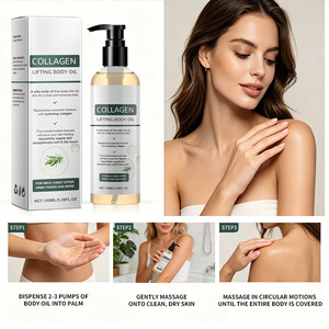 Produit de soin corporel naturel en marque propre, nourrissant, hydratant, adoucissant, huile corporelle au collagène liftante, rend la peau des femmes lisse - Product Image 3