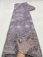 Tissu en dentelle de velours 100 % polyester écologique brodé de fleurs à sequins multicolores pour accessoires de mariage et de printemps pour filles