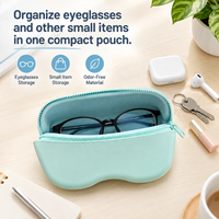 Étui de rangement classique pour lunettes de natation, pochette de voyage antichoc en silicone, grande capacité, double face, respirant, ovale, pour enfants