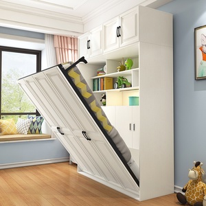 Letto a Scomparsa con Armadio Doppio Multifunzionale Integrato con Contenitore Pieghevole a Parete - Product Image 3