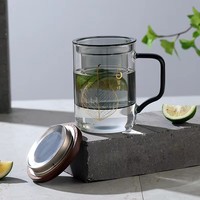 Tasse à thé en verre artisanal résistant à la chaleur avec infuseur et couvercle 400 ml, design minimaliste pour thé en vrac – Vente en gros