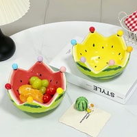 Ensemble créatif de bol en céramique et fourchettes à fruits, grande capacité, pour table basse, bol/assiette à fruits, jolies petites décorations