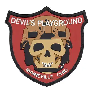 3D Design Pvc Hook And Loop Patch Custom Size And Shape Skull Rubber Patch 3D Soft Pvc Patches