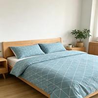Vente en gros usine – Parure de lit Super King 100 % polyester 500TC style américain à rayures, avec taies d'oreiller, antistatique et durable
