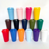 Gobelet réutilisable en plastique PP de 475 ml avec couvercle, logo personnalisé, gobelet de voyage à paroi simple, sans BPA, gobelet portable pour l'extérieur